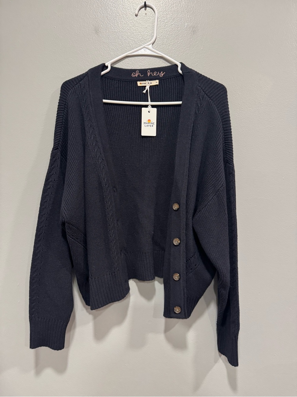 NWT Marine Layer Robin Crop Cardigan in Black Size XL - Picture 4 of 6